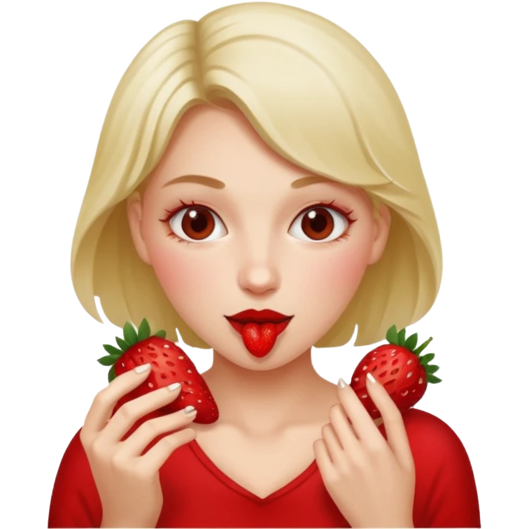 the woman eating strawberries
 emoji