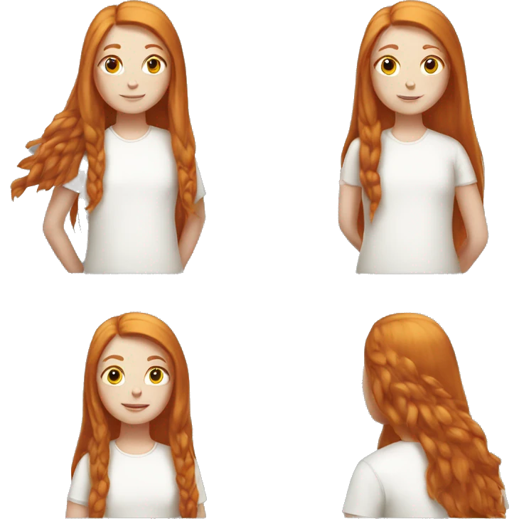 Ginger girl with Long hair and a white hen emoji