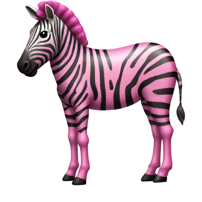 Pink full-body zebra with glitter emoji