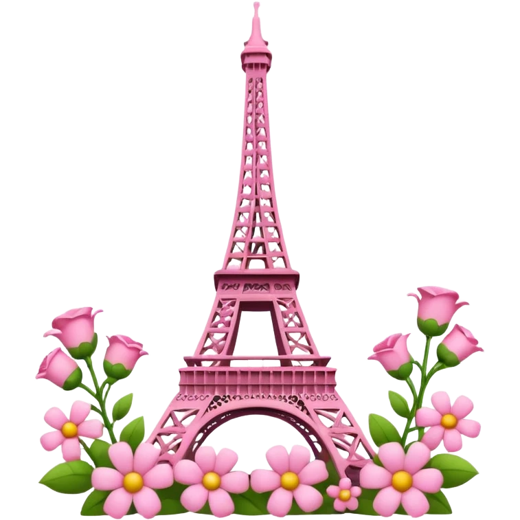 Pink Eiffel tower with flowers emoji