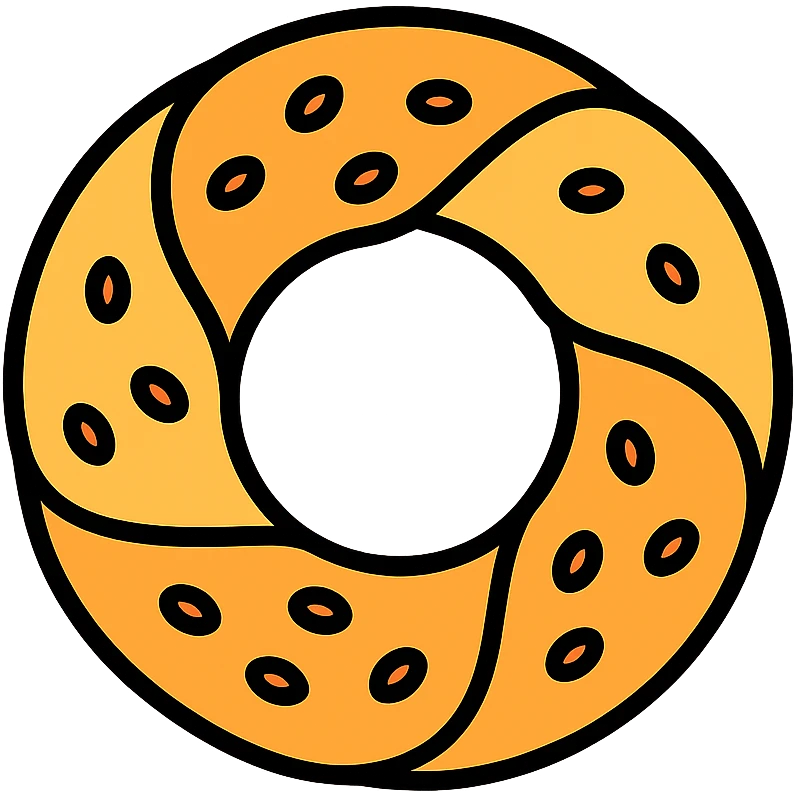 modern icon style simit bread, simple and recognizable, circular shape, sesame seeds, clean lines, minimal color palette emoji