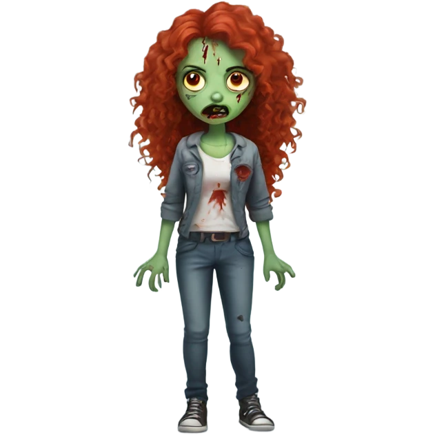 Zombie girl with hands and with long red curly hair emoji