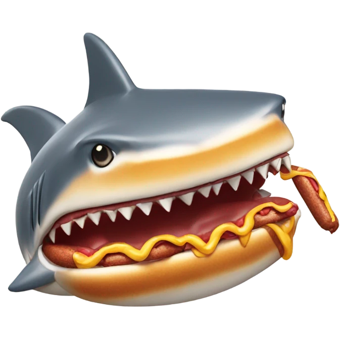 Shark eating a hotdog emoji