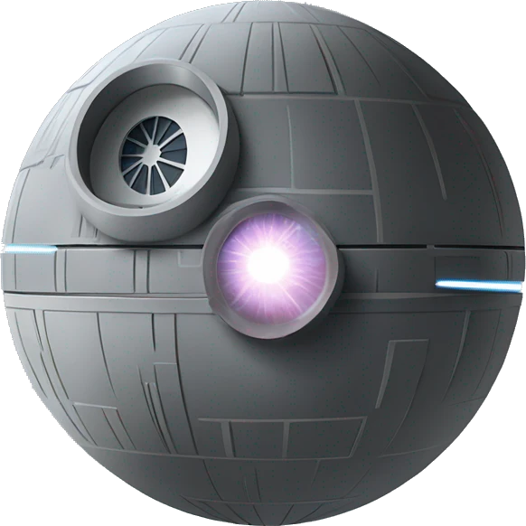 death star firing laser out of the center firing hole emoji