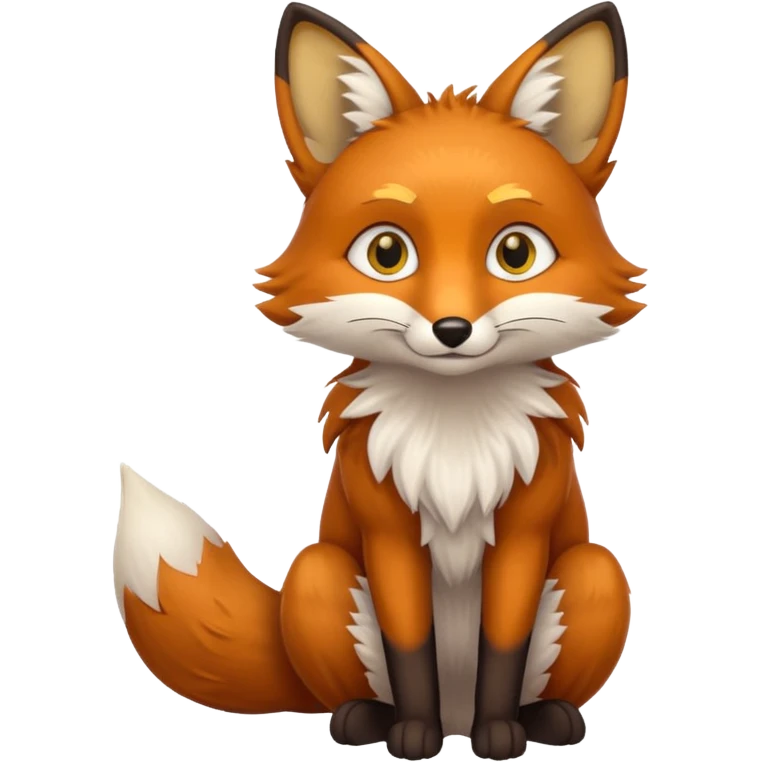 a sitting brown fox with yellow eyes emoji emoji