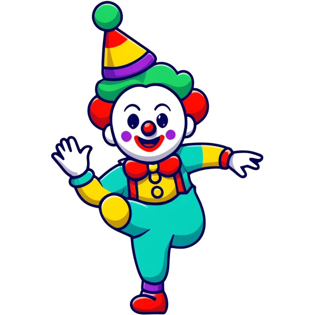 a clown with colorful makeup juggling emoji