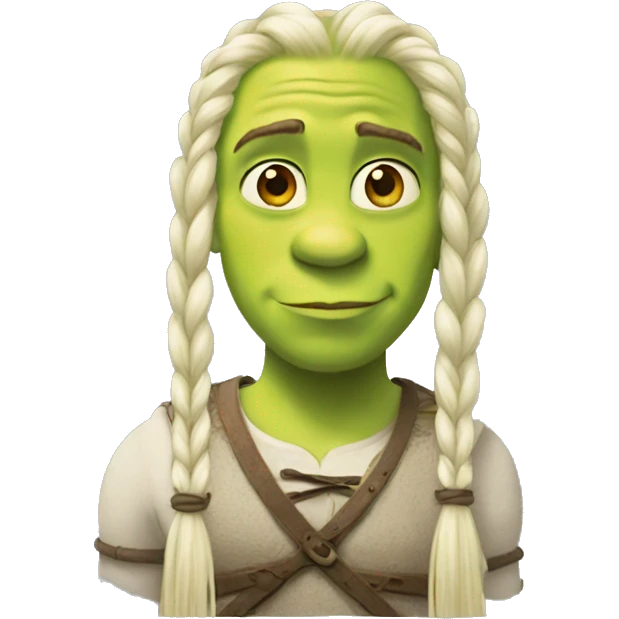 Shrek with white long braids emoji