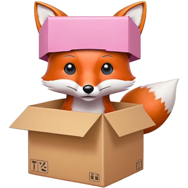 Fox that’s pink and has a box over his head  emoji