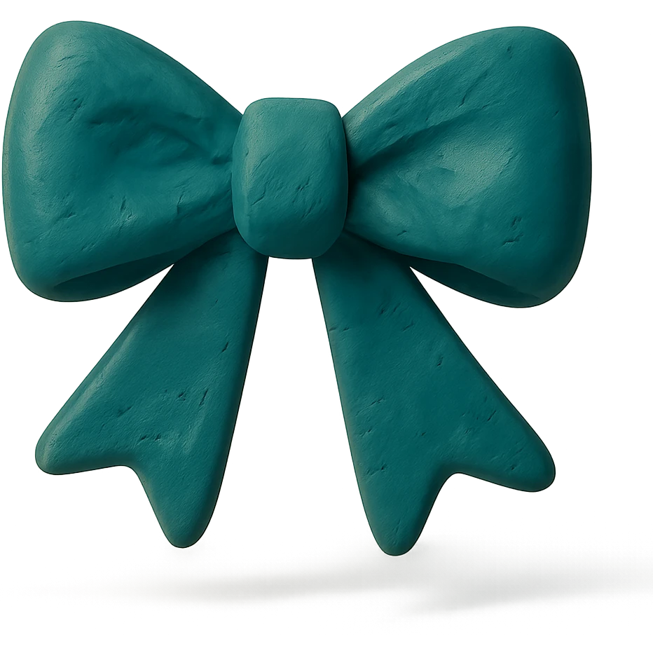 dark teal bow in claymation style emoji