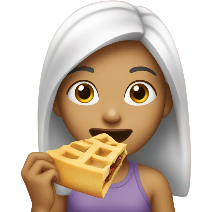 Happy girl eating  emoji