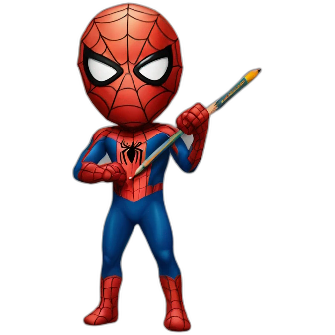 spiderman with a pencil emoji