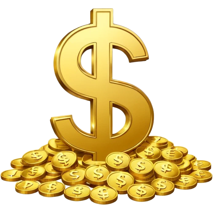 dollar sign with sparkles surrounded by coins emoji