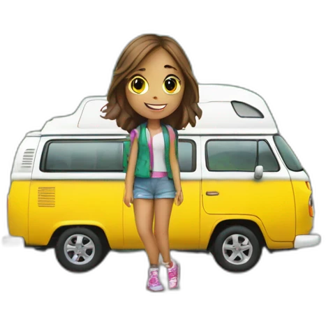 Girl in front of a Campervan emoji