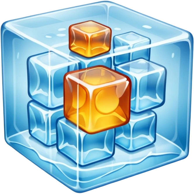 Clothes and accessories inside a large ice cube emoji