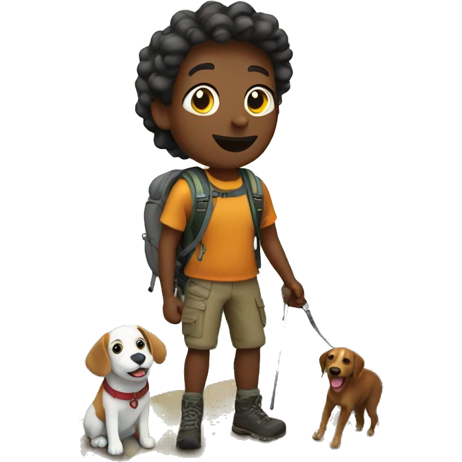 hiker with dog emoji