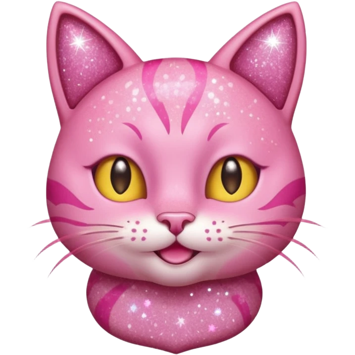 glitter pink cat happy winking emoji