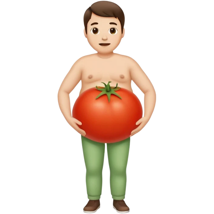 pregnant man with tomato belly emoji