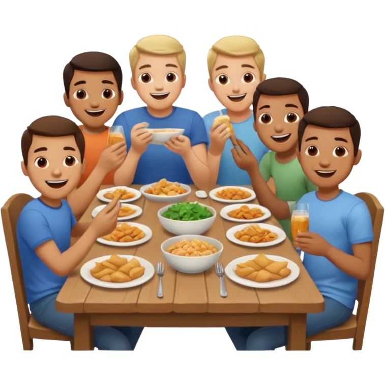 dia de jantar com amigos de infancia, mas so homens emoji