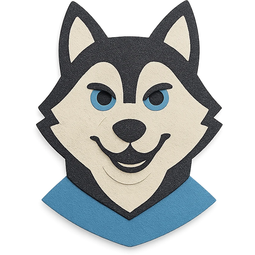 спортклуб маскот хаски, белый, черный, голубой, paper craft style emoji