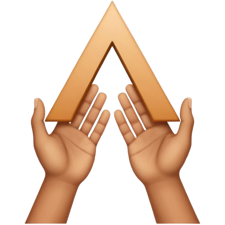 Similar to the heart hands emoji, this emoji should show a triangle created by the fingers of the hands where the two thumbs form the first side of the triangle and the remaining four fingers of each hand create one side each emoji
