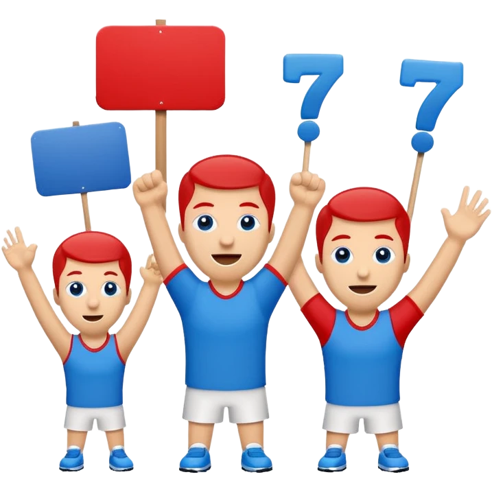 cheering sign sports in blue (#00A3E0) and red (#F9423A) emoji