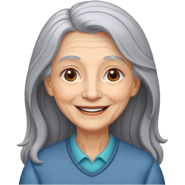 eldelry woman long hair emoji