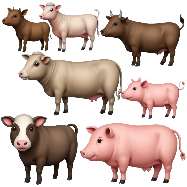 🐑🐷🐄🐃🐂 این پنچ استیکر را ترکیب کن emoji