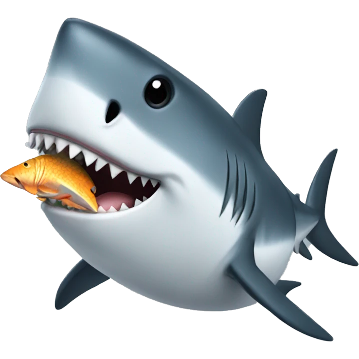 shark with long black hair wearing sunglasses and eating a fish emoji