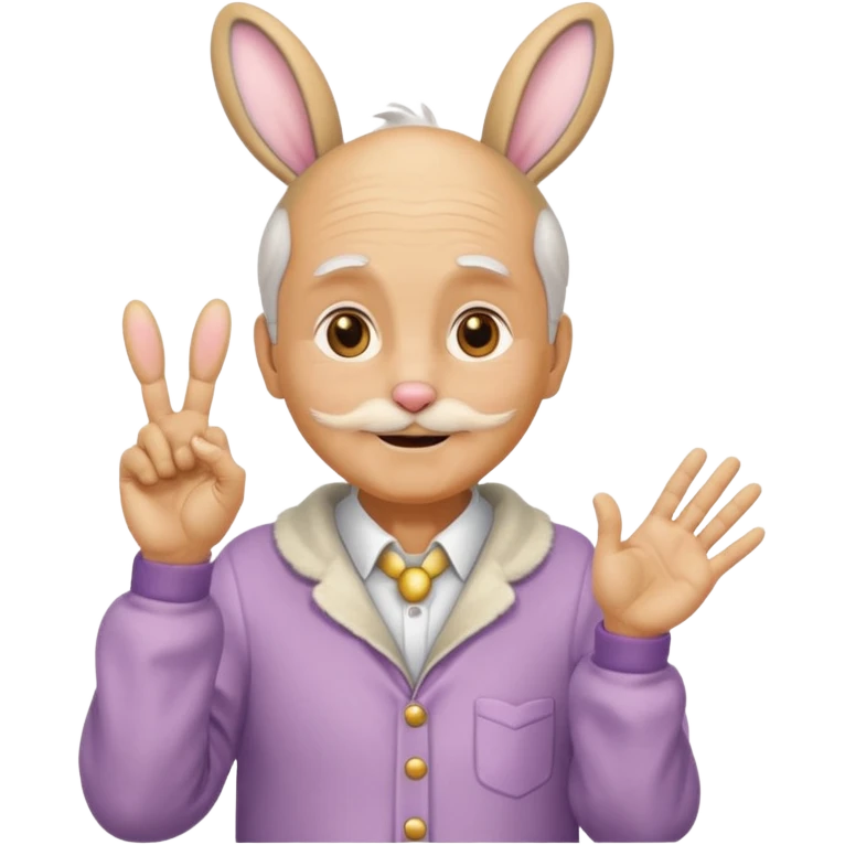 바니걸 옷을 입은 피부가 황금색인 할아버지가 손하트를 날리며 부끄러워한다 emoji