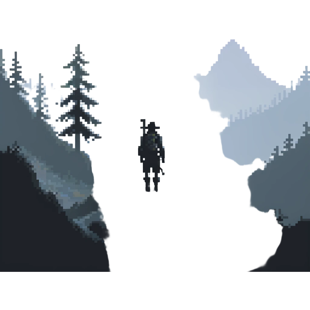 silhouette of wanderer in foggy landscape emoji