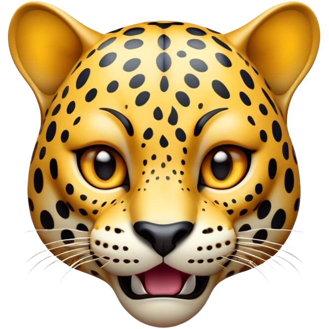 Cinematic Comical Jaguar Portrait Emoji, Head tilted dramatically with an exaggeratedly shocked expression, featuring a sleek, agile form with bold spotted patterns and wide, comically expressive eyes full of humorous disbelief, Simplified yet hilariously expressive features, highly detailed, glowing with a slightly sassy wild glow, high shine, dramatic yet playful, stylized with an air of quirky feline attitude, soft glowing outline, capturing the essence of a meme-worthy jaguar that appears ready to side-eye its way into viral fame instantly! emoji