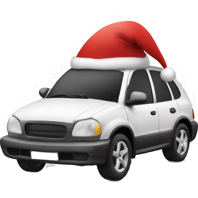 Black and white car wearing Santa hat  emoji