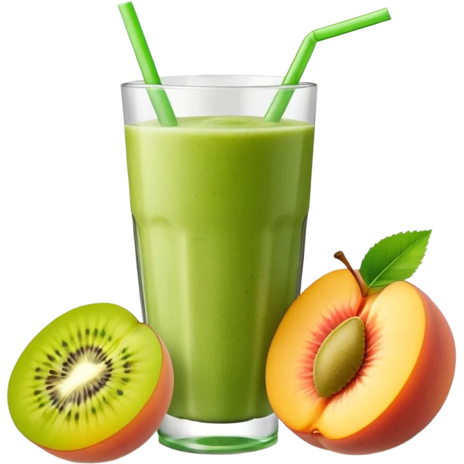 smoothie with peaches and green kiwi emoji
