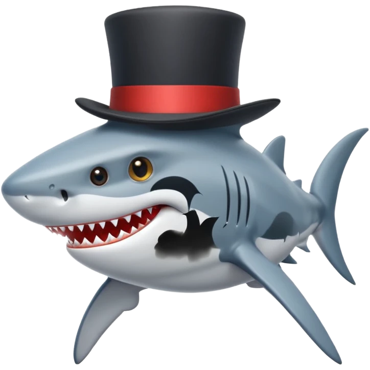 Shark with a top hat emoji