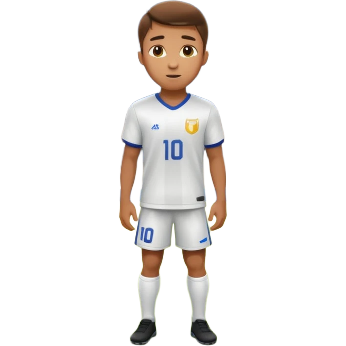 Determined soccer player standing on field, stadium lights glowing, cinematic lighting, realistic sports photo emoji