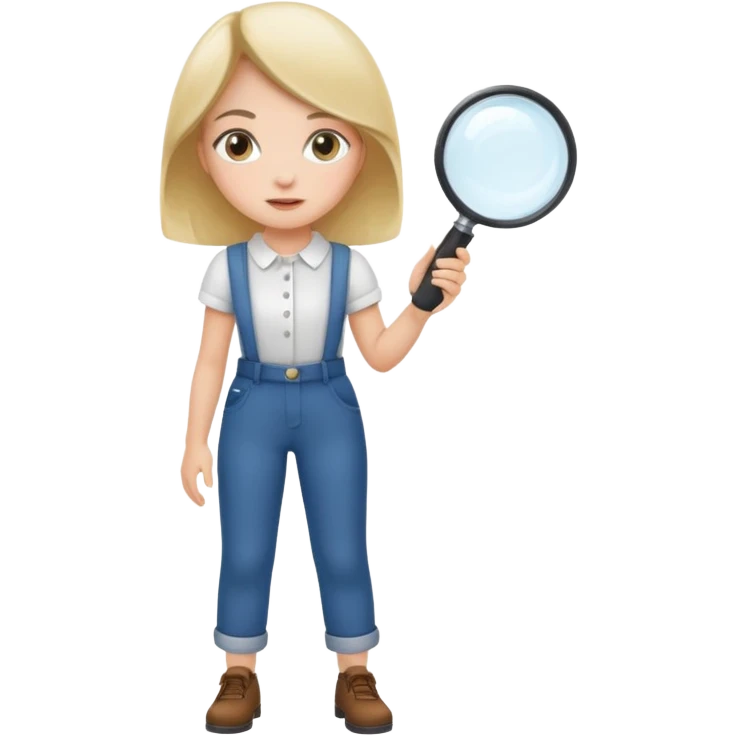 girl with a magnifying glass pants emoji