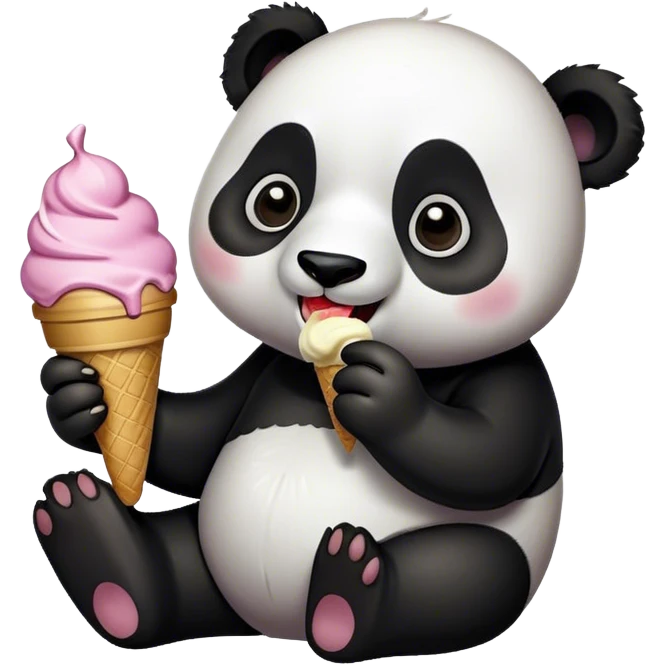 Panda eating ice cream emoji