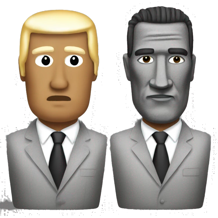 Moai with trumps hair piece emoji