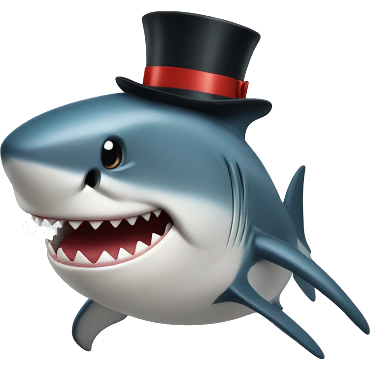 Shark with a top hat emoji