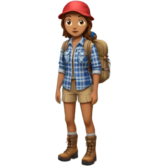 woman hiking in the woods in the sunshine brown hair emoji