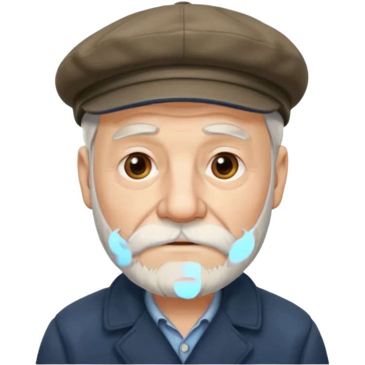 Old man white beard wearing a flat cap emoji