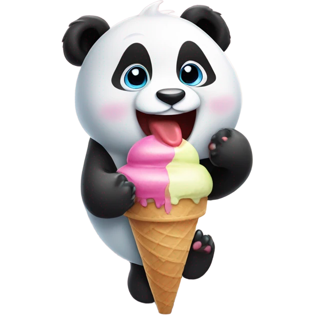 Panda eating ice cream emoji