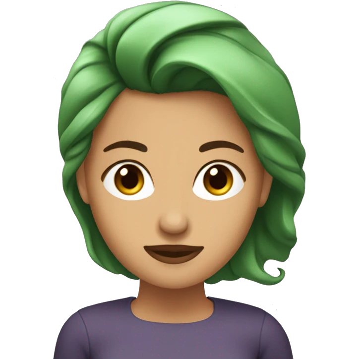 Mujer aburrida con pelo café ojos verde fuerte  emoji