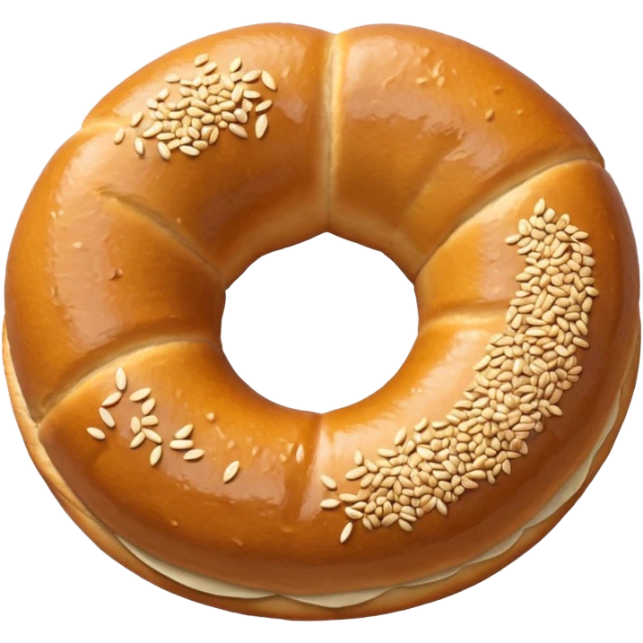 simit with realistic sesame texture, apple style emoji emoji