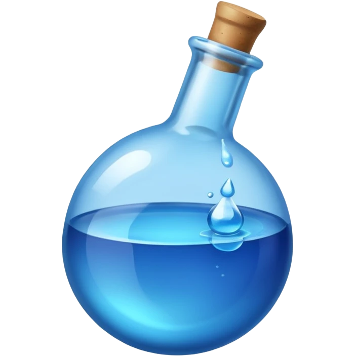 FANTASY MAGIC MANA BLUE POTION TILTED TO THE LEFT IN A CIRCLE BOTTLE very glossy emoji