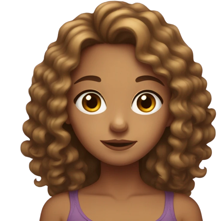 tan Girl long curly brown hair hazel eyes  emoji