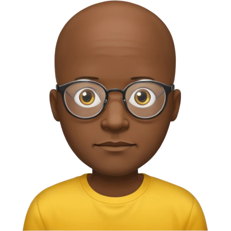 bald black man with eyeglasses with yellow shirt emoji