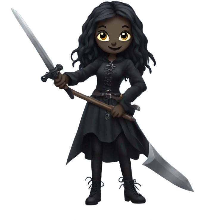 Goth witch holding a sword emoji