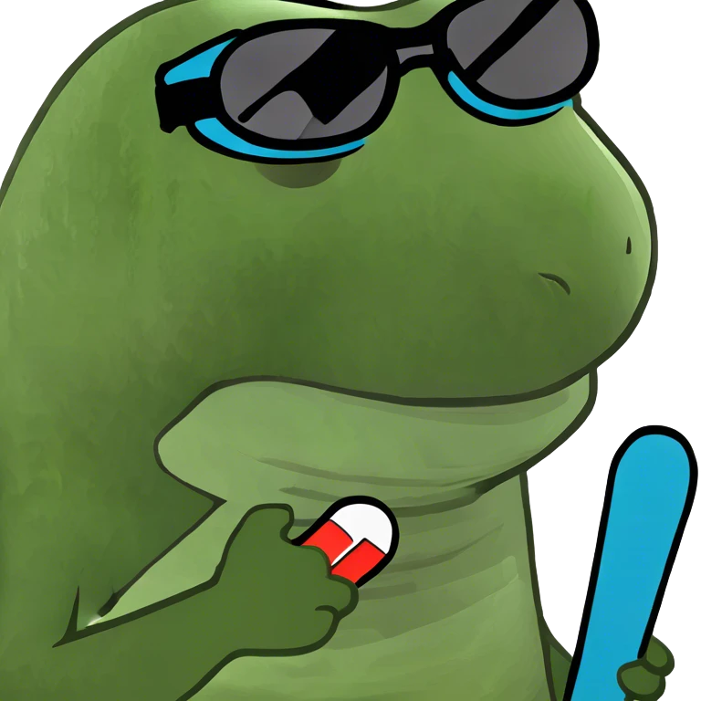 Ski goggles and skis on a dinosaur in mountains  emoji