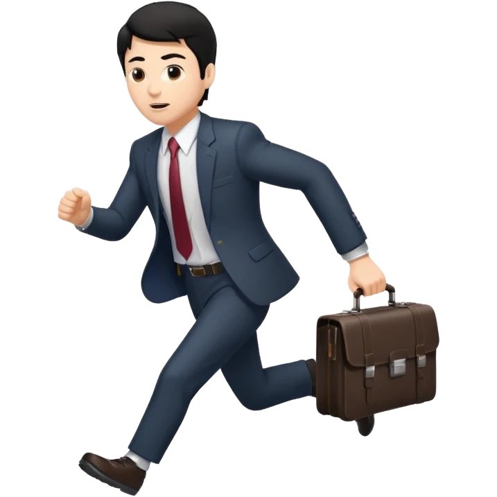 A black-haired man in a suit running with a briefcase emoji